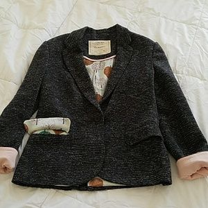 Anthropologie coat jacket pink and grey